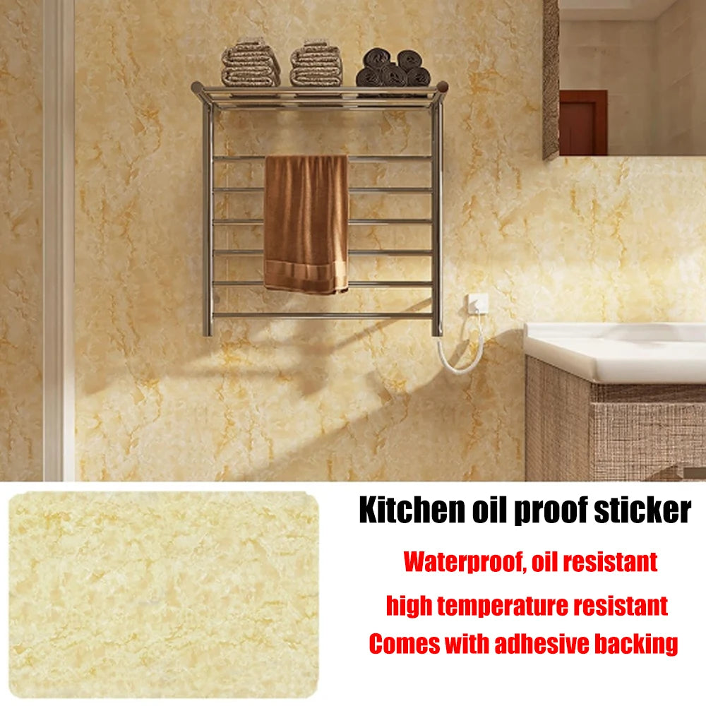 40cm New Marble Kitchen Oil-proof Wall Stickers Self-adhesive Stain-resistant High Temperature Kitchen Wallpaper Home Decorative