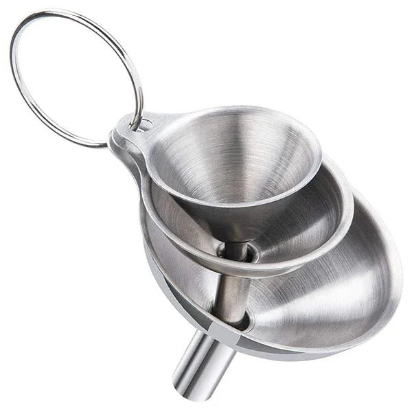 Juego de 3/5 embudos de cocina de acero inoxidable, embudos de metal de grado alimenticio para rellenar botellas, embudos pequeños para aceites esenciales y especias