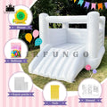 Castillo hinchable blanco de 3,6 m para niños, regalo de cumpleaños, interior, exterior, suave, hinchable, con soplador, personalizable