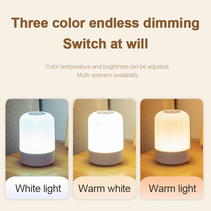 Luz de noche LED regulable para mesita de noche, lámpara de carga de escritorio, lámparas de noche para dormitorio, decoración de iluminación de mesita de noche, lámpara de mesa de lectura LED táctil