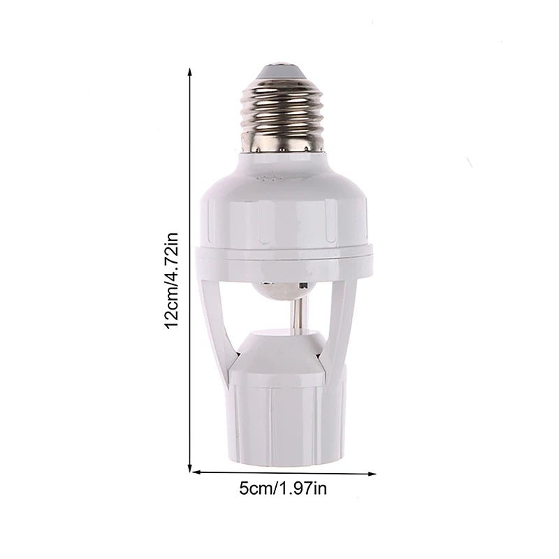 Convertidor de enchufe AC85-265V con sensor de movimiento PIR de inducción humana de 360 grados, base de lámpara LED E27, interruptor inteligente ajustable