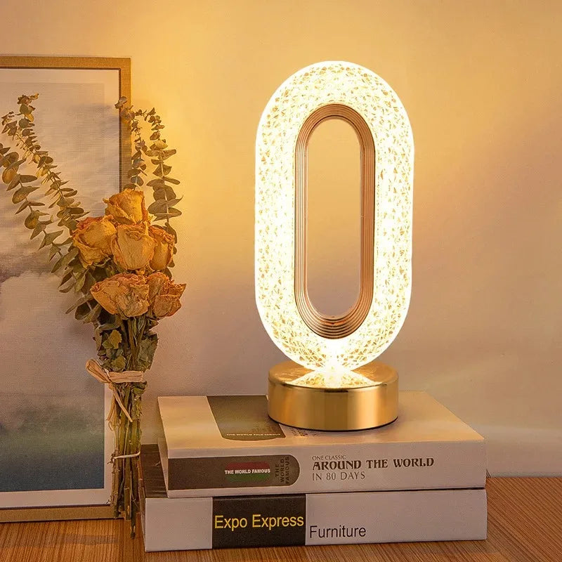 Lámpara de luna 3D táctil de cristal LED para mesita de noche, decoración estética para la habitación de niñas, luz nocturna USB ambiental