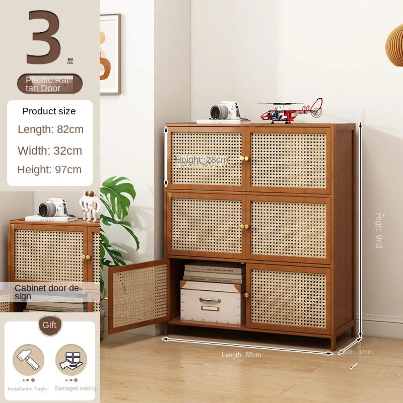 Librería con puerta, estante de almacenamiento de múltiples capas, armario de almacenamiento de costura, vitrina de sala de estar, estantería