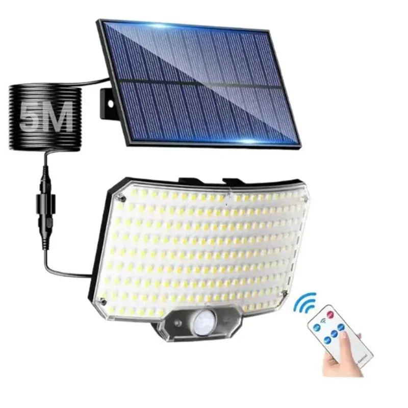 Luz solar exterior superbrillante con sensor de movimiento, lámpara LED de pared para jardín con energía solar fuerte, IP65 resistente al agua, 3 modos de trabajo