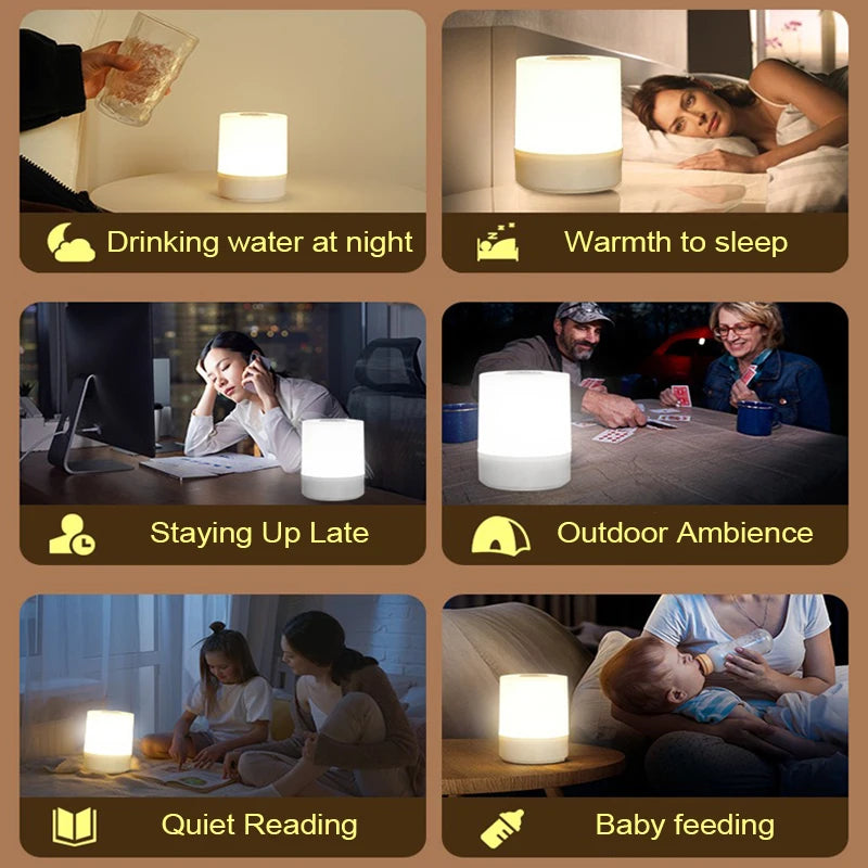 Luces de noche LED regulables para mesita de noche, lámparas de noche de carga para escritorio, iluminación decorativa para dormitorio, lámparas de mesa LED táctiles para lectura