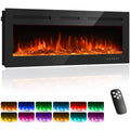 Inserto de chimenea eléctrica de 50 pulgadas, marco ultra estrecho, chimeneas de pared con 3 modos de calefacción, 12 colores de llama y control remoto