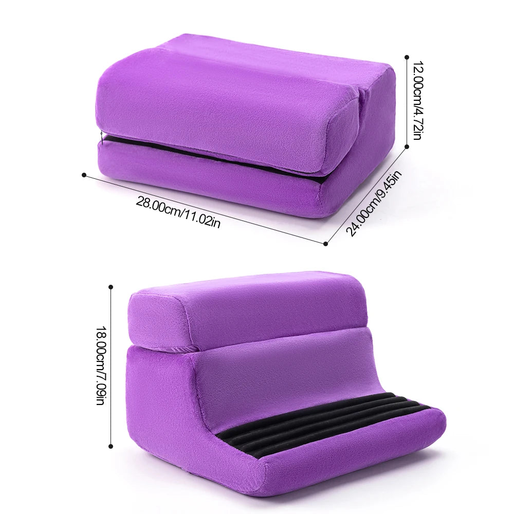 Soporte de almohada multiusos para tableta, 4 ángulos para una lectura y visualización cómoda de la tableta del teléfono móvil, soporte de lectura plegable