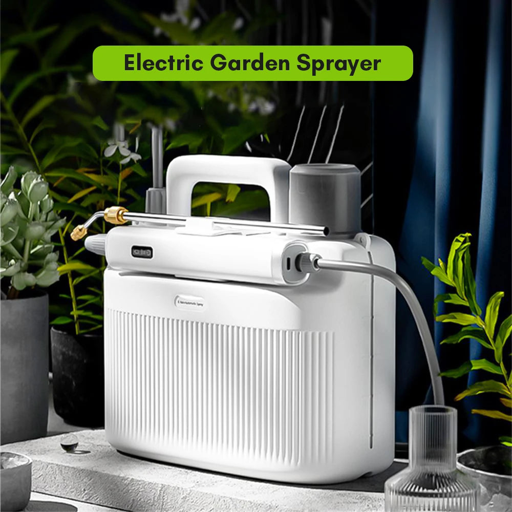 Pulverizador eléctrico de jardín de 5L Pulverizador a presión con batería recargable de 2200 mAh Rociador para plantas con 2 lanzas de pulverización alternativas USB
