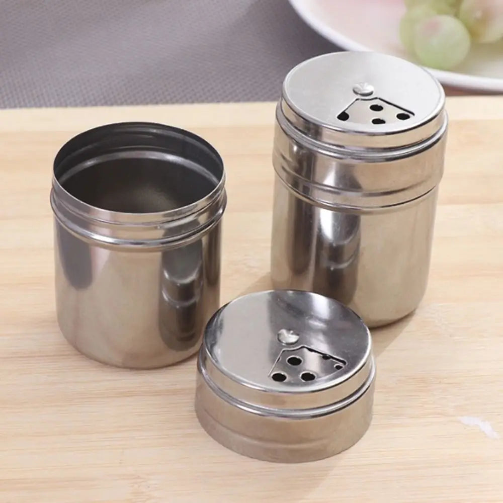 Tarro de condimentos de acero inoxidable multiusos, botella de sal y azúcar, tapa giratoria, aparatos de cocina, salero y pimentero, tarro de especias
