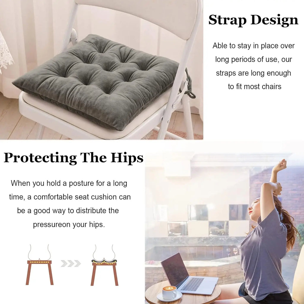 40x40cm Square Seat Cushion Indoor Seat Cushions Pillows with Ties Soft Comfortable Non Slip Chair Mat  for Office Desk YY098