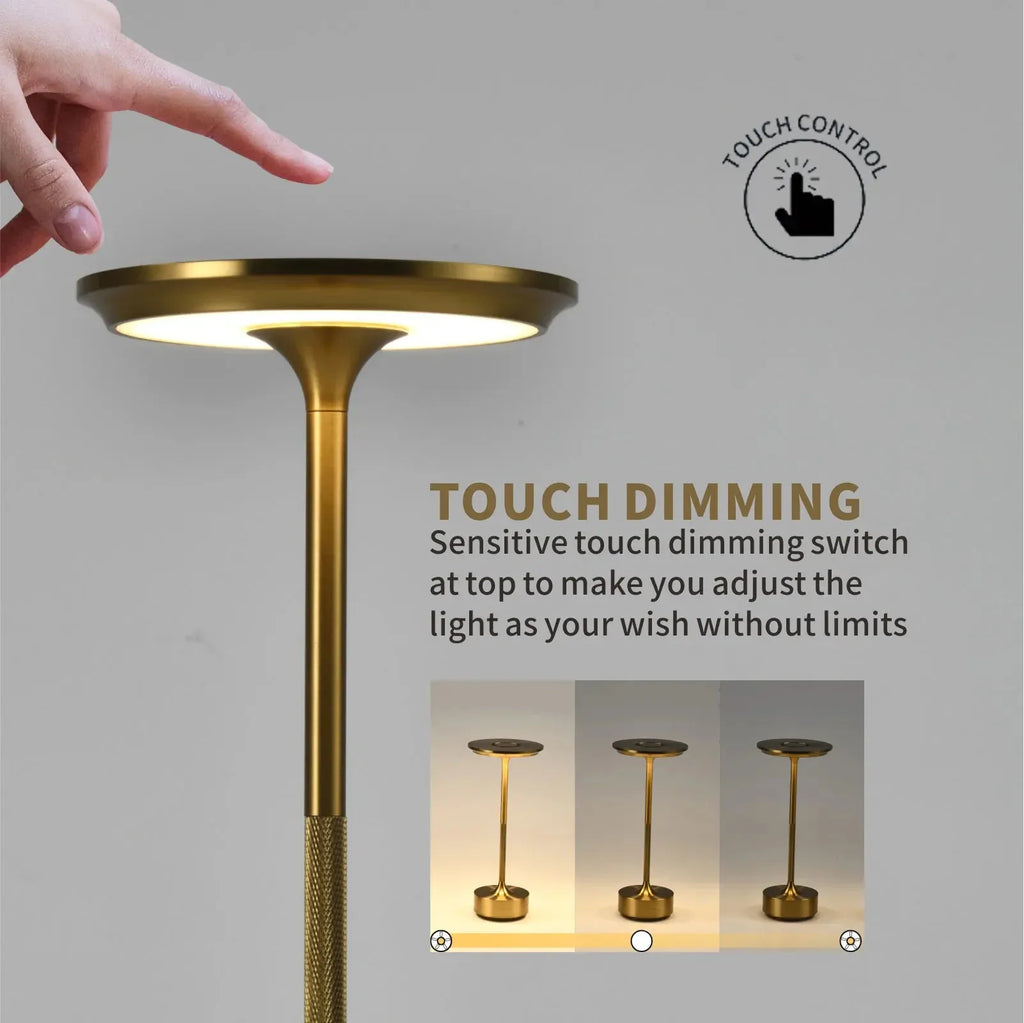 Lámpara de Mesa Inalámbrica Recargable para Dormitorio, Recargable, Táctil, Vela de Camping, Creativa, USB-C, Lámpara de Escritorio