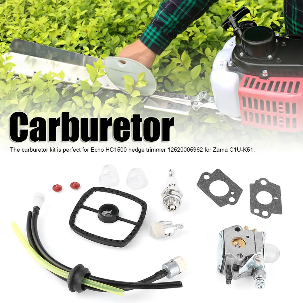 Carburador Kit de carburador Cortasetos Kit de accesorios de carburador de aluminio para Echo HC1500 12520005962 para Zama C1U‑ K51