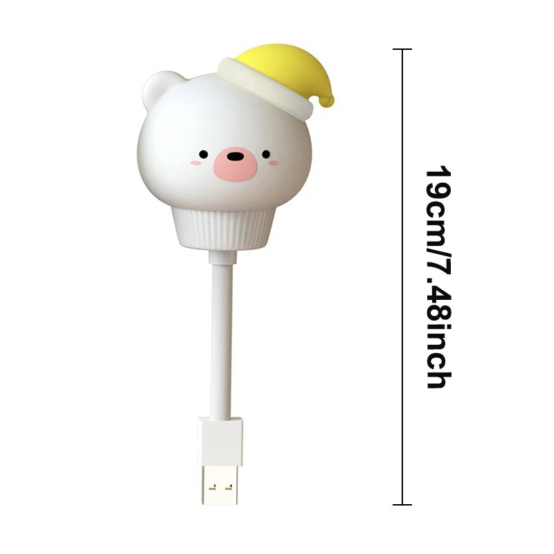 Luz de noche USB LED de dibujos animados de animales tiernos, lámpara de noche de oso, pollito, gatito para decoración de dormitorio de bebé, lámpara de mesita de noche
