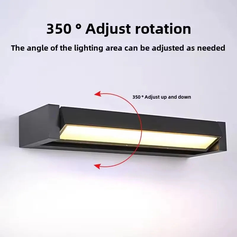 Aplique de pared LED para exterior, ángulo ajustable 350°, lámpara de pared impermeable de aluminio para jardín, porche, balcón, decoración del hogar, iluminación