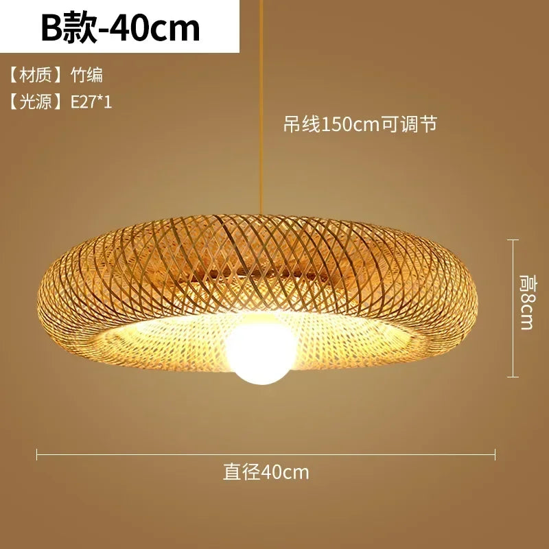 Lámpara de techo colgante de ratán y mimbre de bambú, tejida a mano, trenzada, de gran tamaño, para sala de estar, decoración del hogar