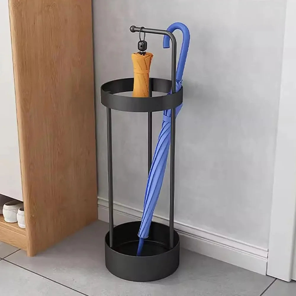 Paragüero dorado/negro, ahorra espacio y es resistente a la oxidación, paraguero de metal moderno, perfecto para uso en el hogar y la oficina