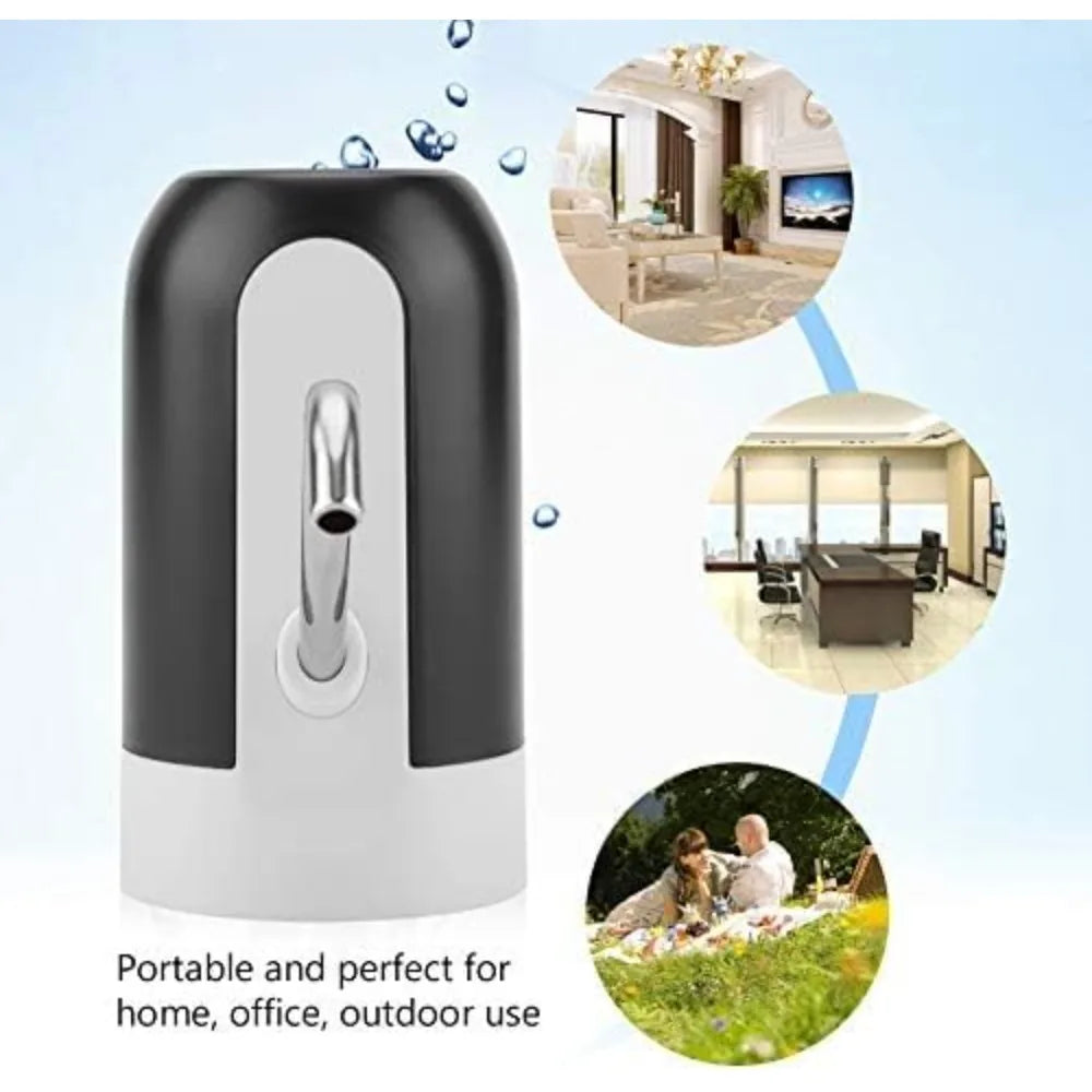 Bomba de agua eléctrica recargable por USB - Dispensador de agua potable portátil con luz LED para el hogar y la oficina, blanco y negro