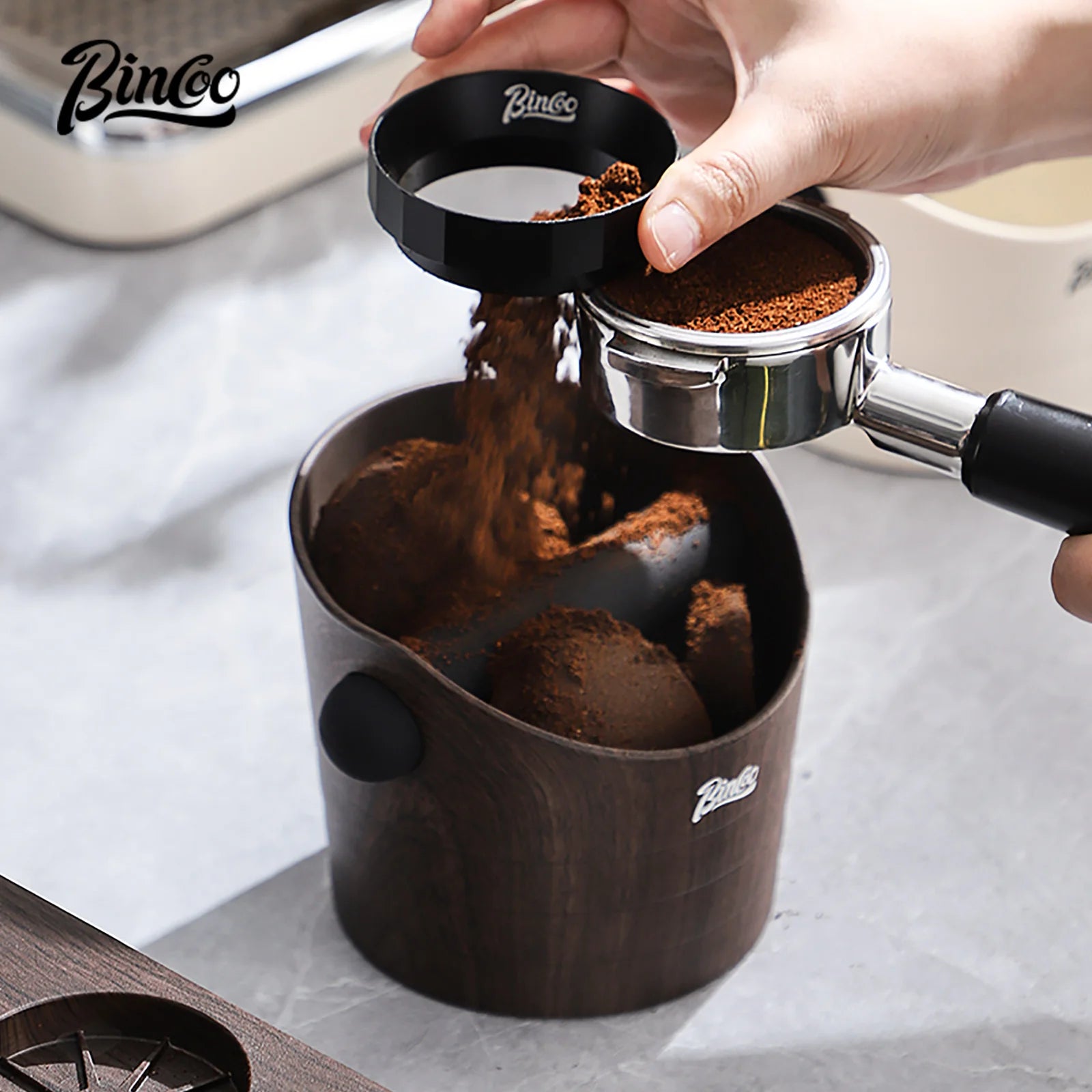 Bincoo Coffee Knock Box Espresso Grounds Container Anti Slip Espresso Dump Bin Grind Beveled Barista Goods Cafe Bar Accessories