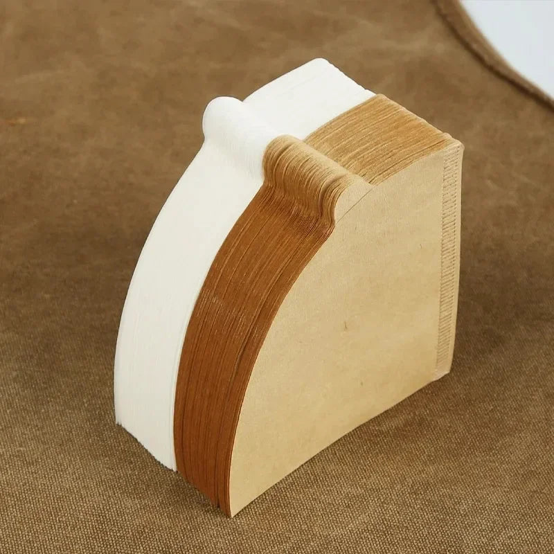 10-100 PCS Papel de Filtro de Café, Cono de Pulpa de Madera en Forma de V, Filtro de Goteo para 2-4 Tazas, Filtros de Papel de Café por Goteo Natural, Accesorios