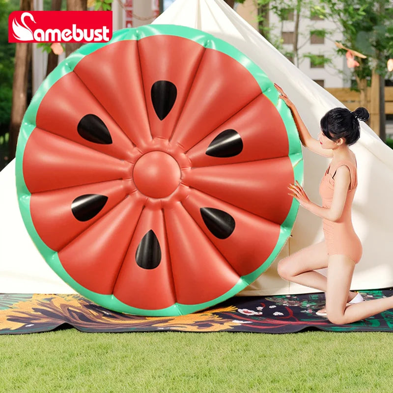 Camebust Colchoneta Flotante Hinchable para Agua, Colchoneta Flotante Hinchable para Piscina al Aire Libre, Colchoneta Flotante Grande Redonda de Sandía