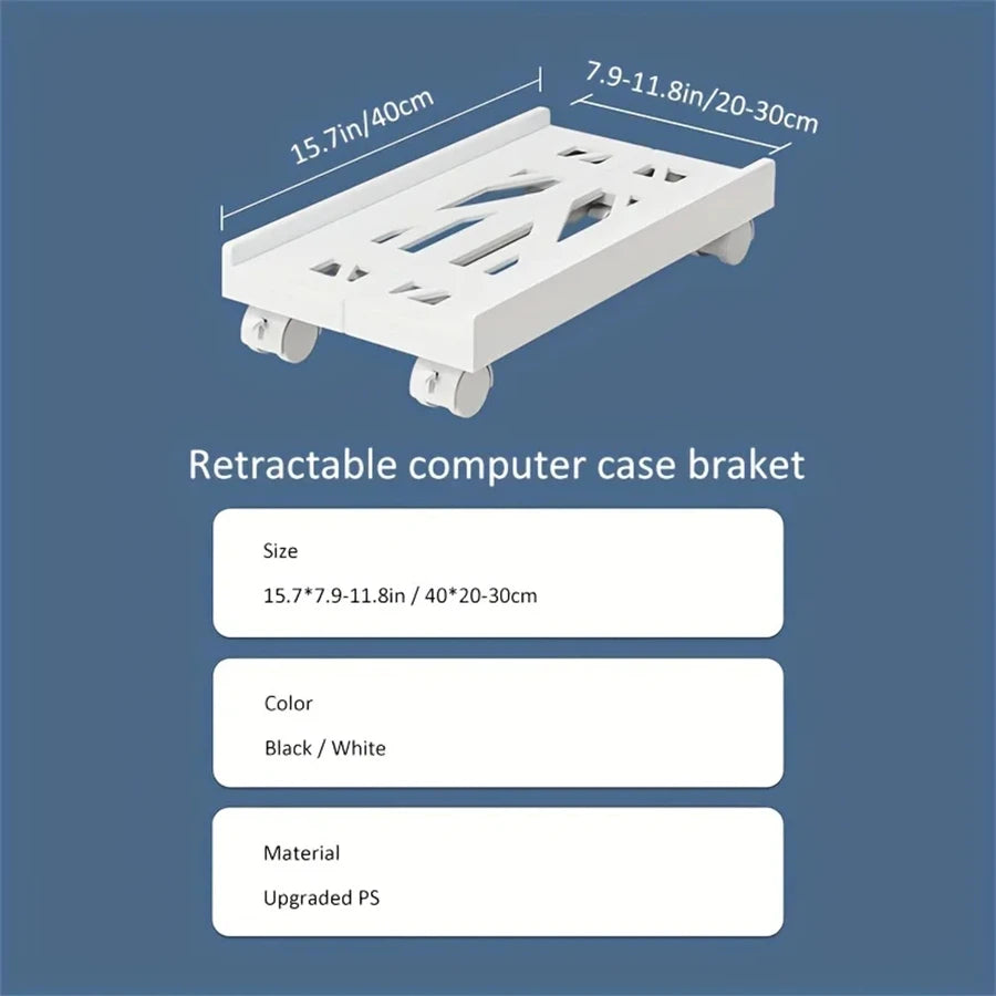 Soporte Móvil Ajustable para Torre de PC con Ruedas, Soporte para CPU debajo del Escritorio, Soporte Estable Ajustable para Host de Computadora para Oficina en Casa
