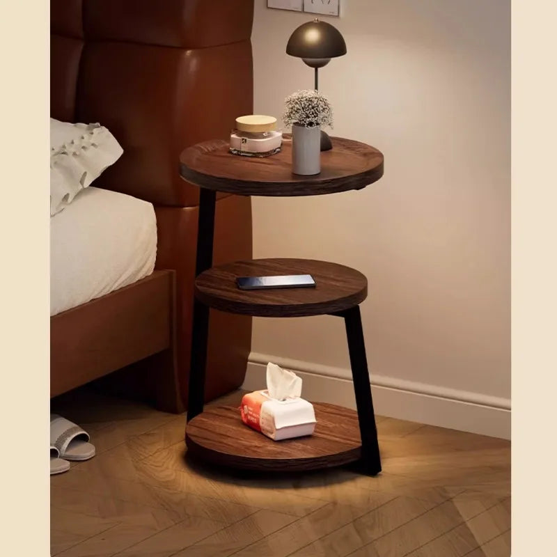Mesita de noche moderna de madera, armario de mesita de noche, muebles de dormitorio, 2 cajones de almacenamiento, carga USB, muebles que ahorran espacio para el dormitorio