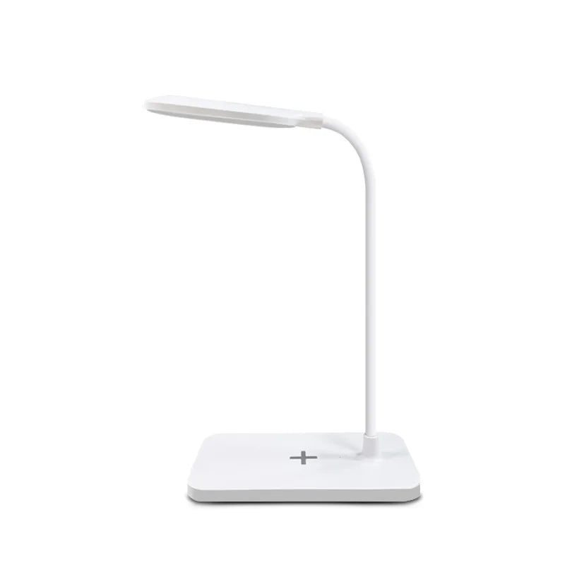 Lámpara de escritorio LED con carga inalámbrica USB para teléfono móvil, táctil, protección ocular, lámpara de mesa para oficina en casa