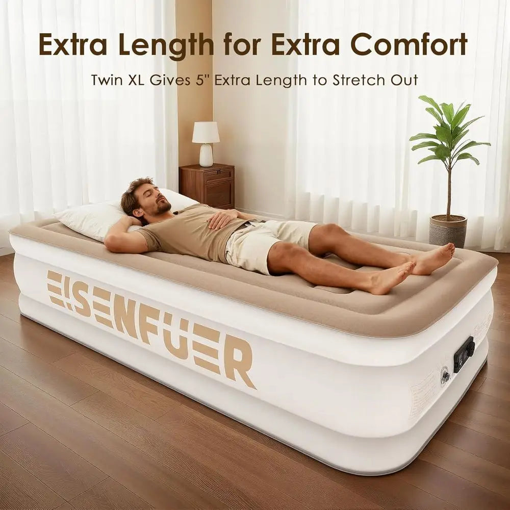 Cama Hinchable Twin XL Extralarga con Bomba, Colchón de Aire Portátil para Acampada, Fiestas de Pijamas y Mudanzas