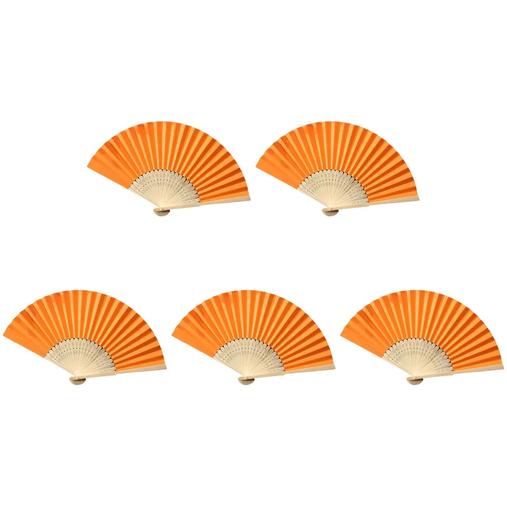 Abanico de mano, abanico de papel de bambú, abanico plegable de bolsillo, abanicos de invitados de color sólido, regalo de invitado de bricolaje para bodas, cumpleaños, fiestas de verano