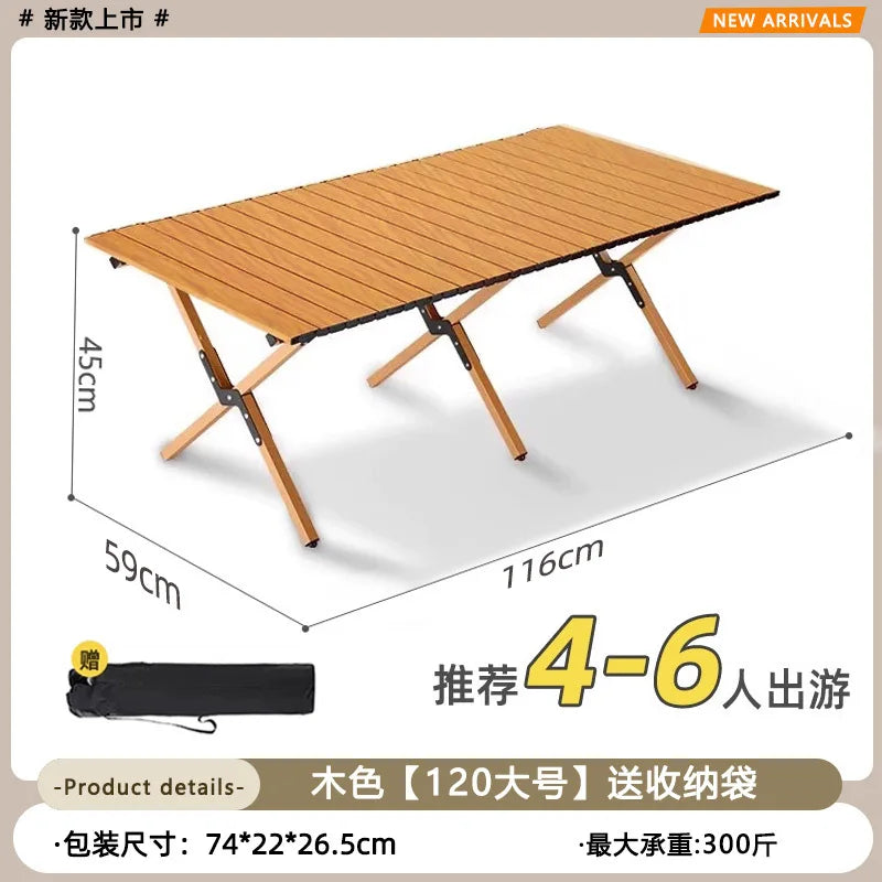 Mesa de picnic portátil de madera, ligera y compacta, plegable, para exteriores, camping, picnics, fiestas en el patio, viajes a la playa