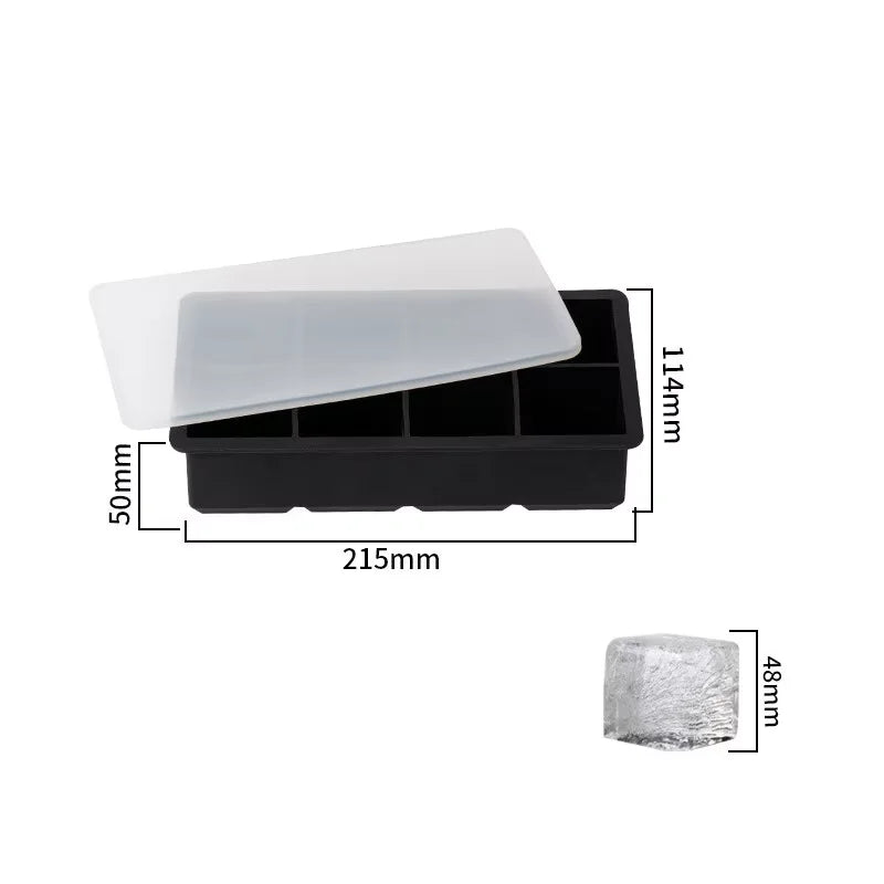 Bandeja Grande para Cubitos de Hielo, Molde de Silicona para Hielo, Bandeja de Hielo de Whisky de Fácil Liberación con Tapa, Molde Cuadrado Apilable para Cócteles y Zumo