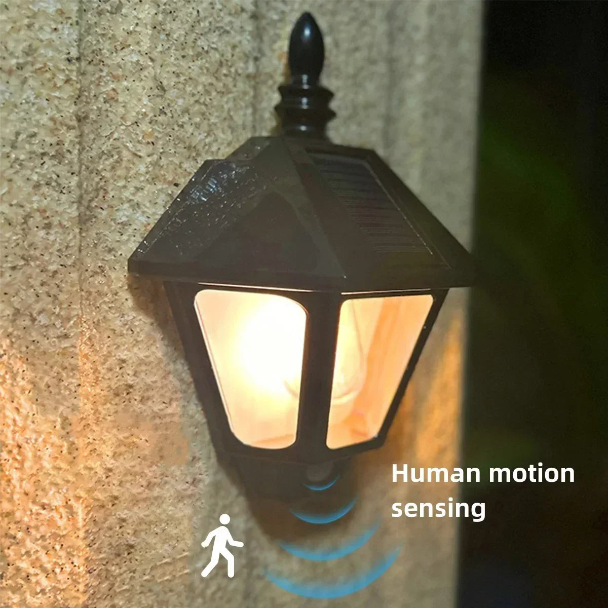 Lámpara LED Solar de Pared Exterior con Sensor de Movimiento Humano, Estilo Retro, Impermeable, para Villa, Jardín, Balcón, Decorativa