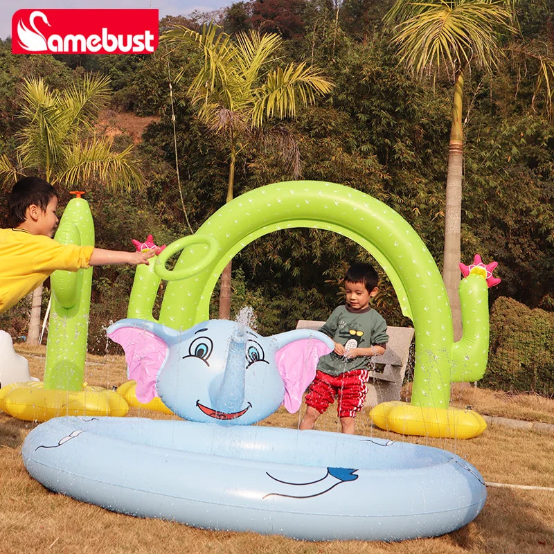Camebust Spray Mat Piscina Ola Colchoneta de Agua para Niños Aspersor de Césped al Aire Libre Jardín Colchoneta de Agua Cactus Inflable Juguete de Juego para Piscina
