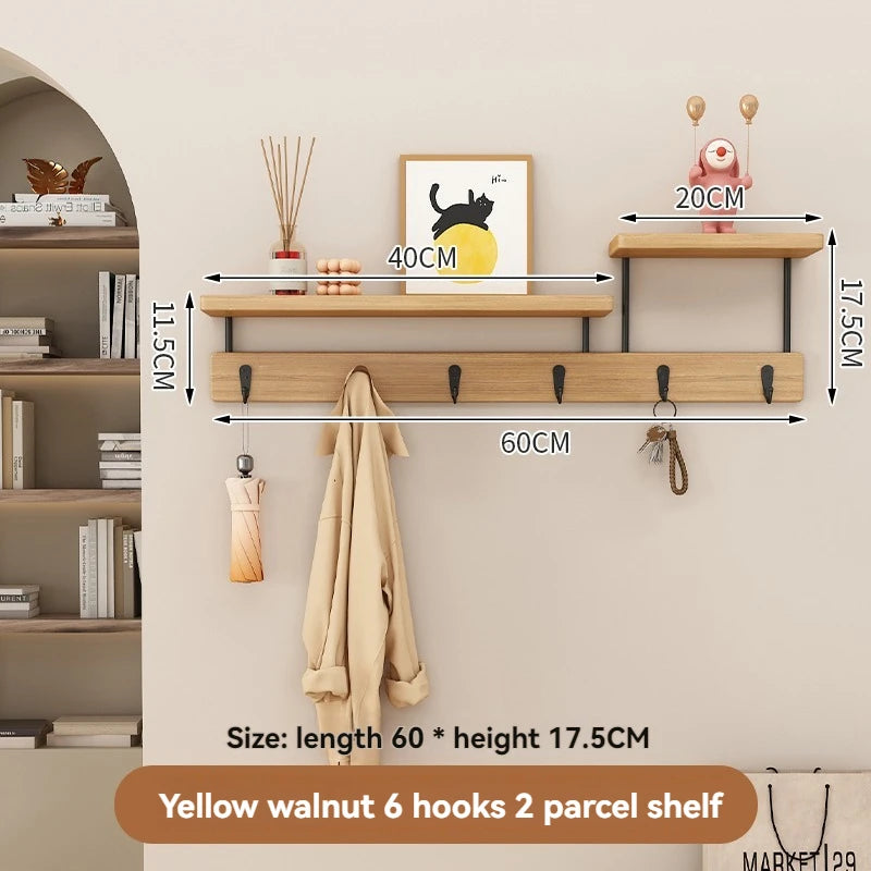 Gancho de madera maciza para ropa, perchero multifuncional para la pared de la entrada, gancho para llaves, perchero de pared sin perforaciones