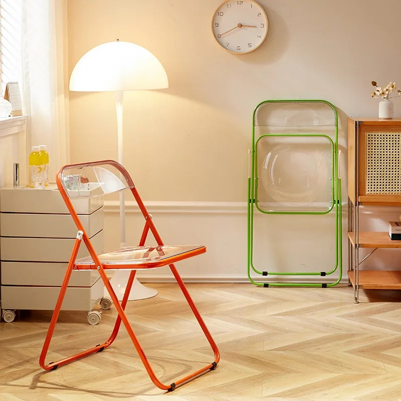 Silla plegable de celebridad de Internet, silla transparente acrílica, foto de silla terminada sin silla, taburete plegable simple de cristal para comedor