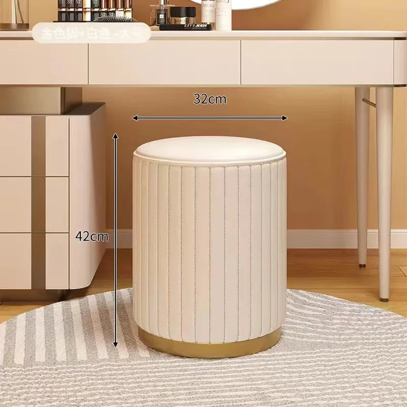 Taburete de almacenamiento de moda, taburete para cambiarse los zapatos, taburete de maquillaje, taburete redondo para tocador de dormitorio, taburete redondo nuevo con espacio de almacenamiento
