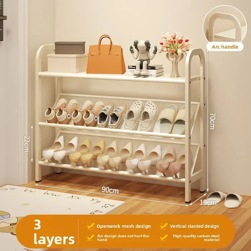 Zapatero de acero para puerta, doméstico, sencillo, ahorro de espacio, metálico, multi-capa, armario estrecho para zapatos