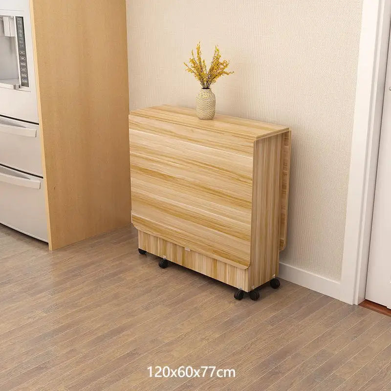 Mesa de comedor plegable multifuncional para el hogar, con ruedas, móvil, rectangular, para restaurante y dormitorio.