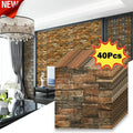 40Pcs 38.5X35cm Imitation Brick Wallpaper Self-adhesive Waterproof Moisture-proof Living Room Background Bedroom Wall Decoration