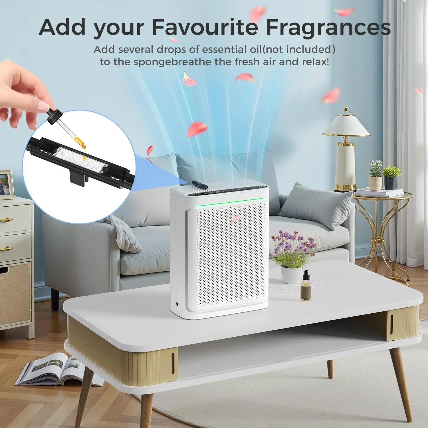 Purificador de aire doméstico con filtro HEPA H13, cubre 200 m², filtro lavable y aromaterapia para dormitorio