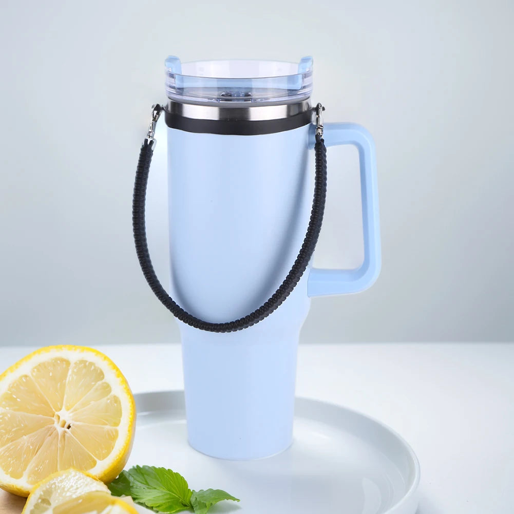 Mango de silicona suave para botella de agua, soporte portátil de silicona para botella térmica con correa, accesorios para vaso Stanley