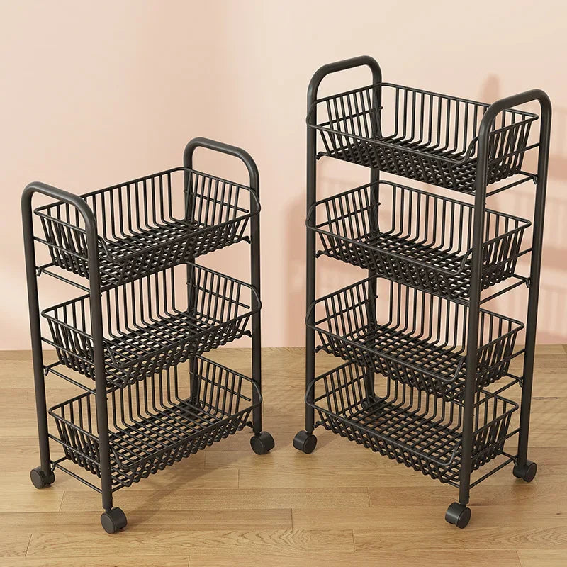 Carrito Organizador de Cocina con Ruedas de Varios Niveles Delgado Plegable Móvil Estante de Almacenamiento Despensa Balcón Dormitorio Sala de Estar