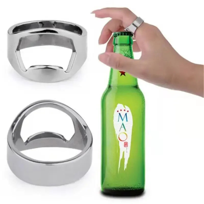 Mini abrelatas de acero inoxidable, con forma de anillo, abridor de cerveza, abridor de botellas, abridor de dedos, utensilios de cocina para bar.