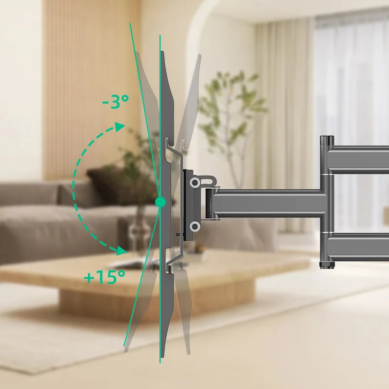 Soporte de pared para TV de movimiento completo de 26-55 pulgadas, giratorio, inclinable y articulado, VESA máximo 400x400mm, brazo largo de extensión de 70 cm