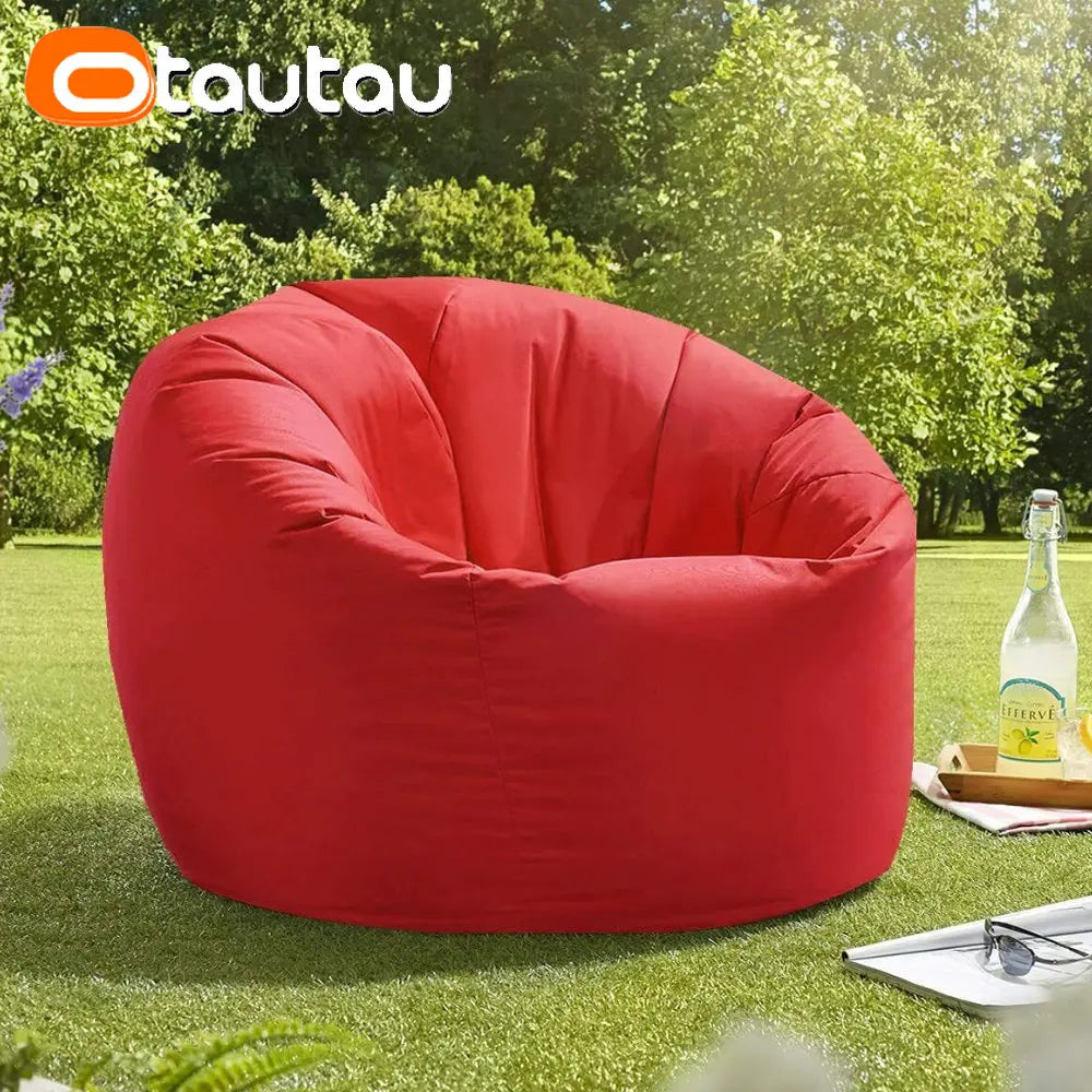 OTAUTAU Funda de puf impermeable para exteriores sin relleno, jardín, playa, piscina, puf flotante, silla Oxford para niños y adultos