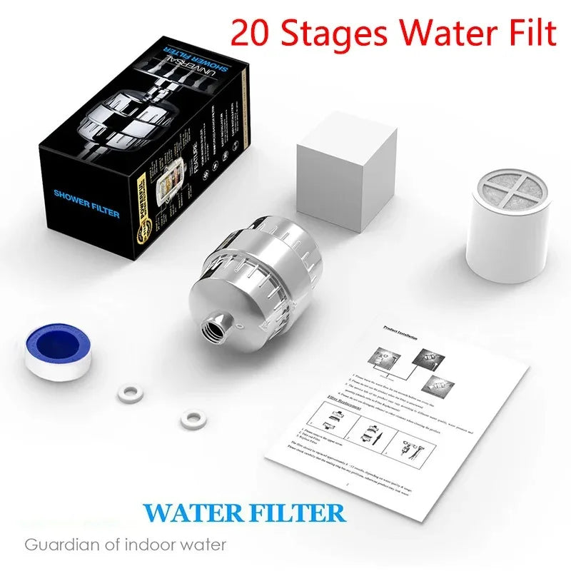 15-20 Stages High Output Shower Water Filter Remove Chlorine Heavy Metals Filtered Showers Headhower Head Soften For Hard Water