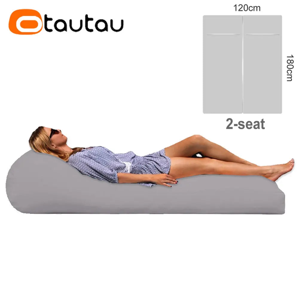 OTAUTAU Puf de 2 asientos para exteriores Funda sin relleno Impermeable Jardín Playa Camping Tumbona Sofá Cama Piscina Puff Sac