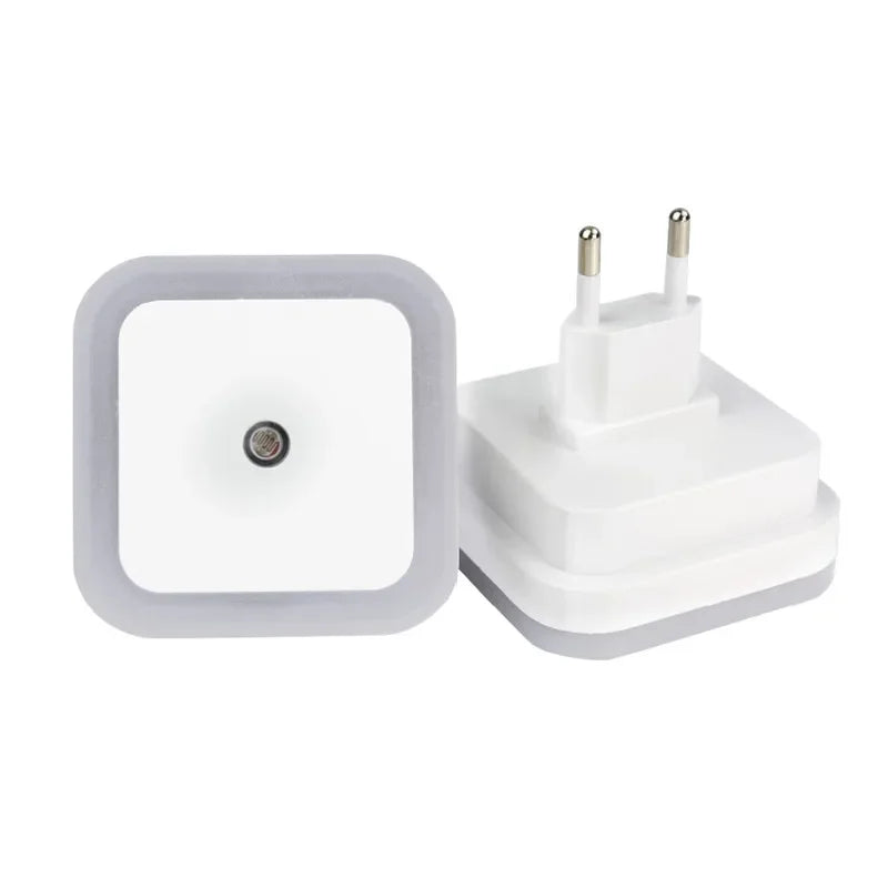 Luz de noche LED con sensor inalámbrico, enchufe europeo/estadounidense, mini lámpara de iluminación cuadrada para bebés, niños, sala de estar, dormitorio, pasillo, luces de noche
