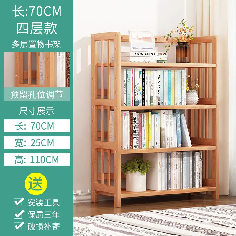 Simple bookshelf multifunctional adjustable storage rack floor type home living room student bookcase office wall storage rack