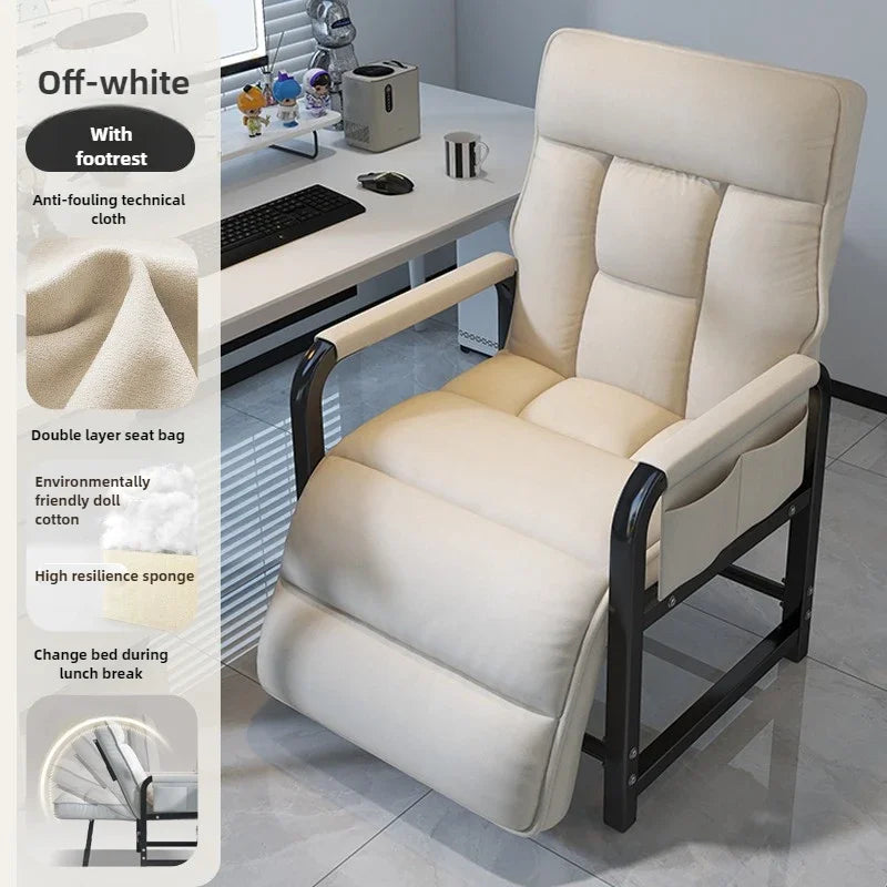 Silla reclinable de oficina, silla plegable para la hora del almuerzo, silla de ordenador, silla de sofá perezosa de doble propósito con respaldo, se puede sentar y acostar